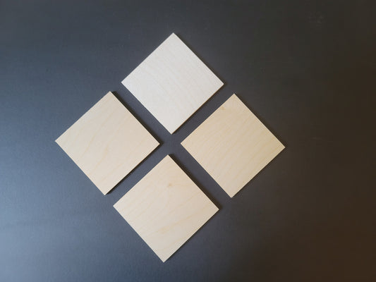1/4" (6mm) 4 x 4 Baltic Birch Blank Tiles - 4 Pack